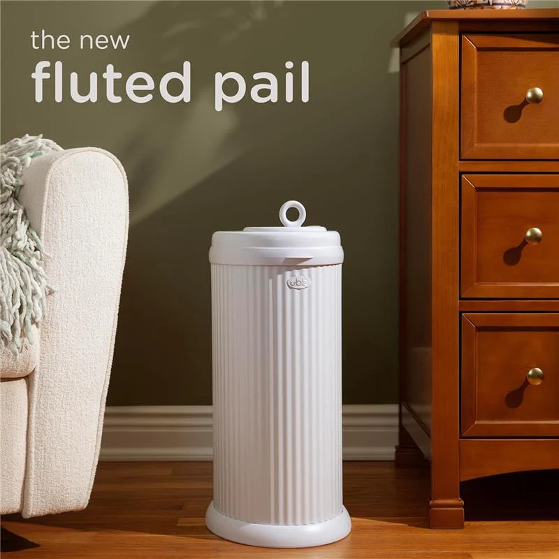 Ubbi Fluted Stainless Steel Diaper Pail, White - Image 5