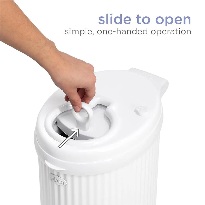Ubbi Fluted Stainless Steel Diaper Pail, White - Image 6