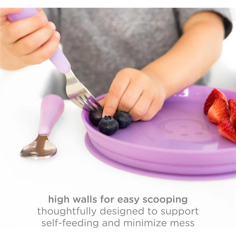 Ubbi - Plate Set with Interchangeable Suction Base for Babies and Toddlers, 2 Pack, Smoothie Purple - Image 2