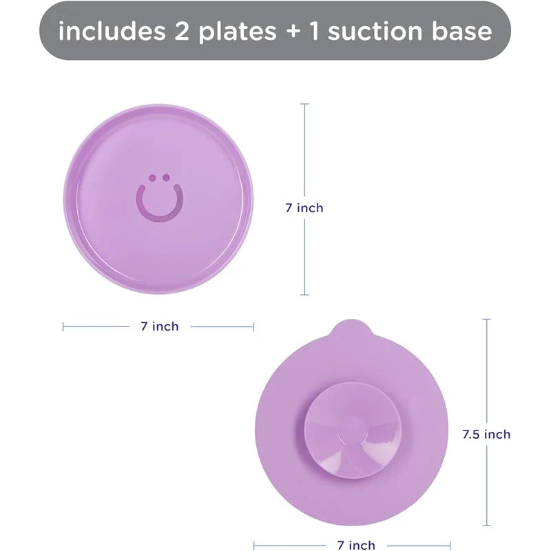 Ubbi - Plate Set with Interchangeable Suction Base for Babies and Toddlers, 2 Pack, Smoothie Purple - Image 3