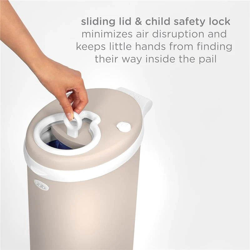 Ubbi - Stainless Steel Diaper Pail, Odor Locking, No Special Bag Required, Taupe - Image 6