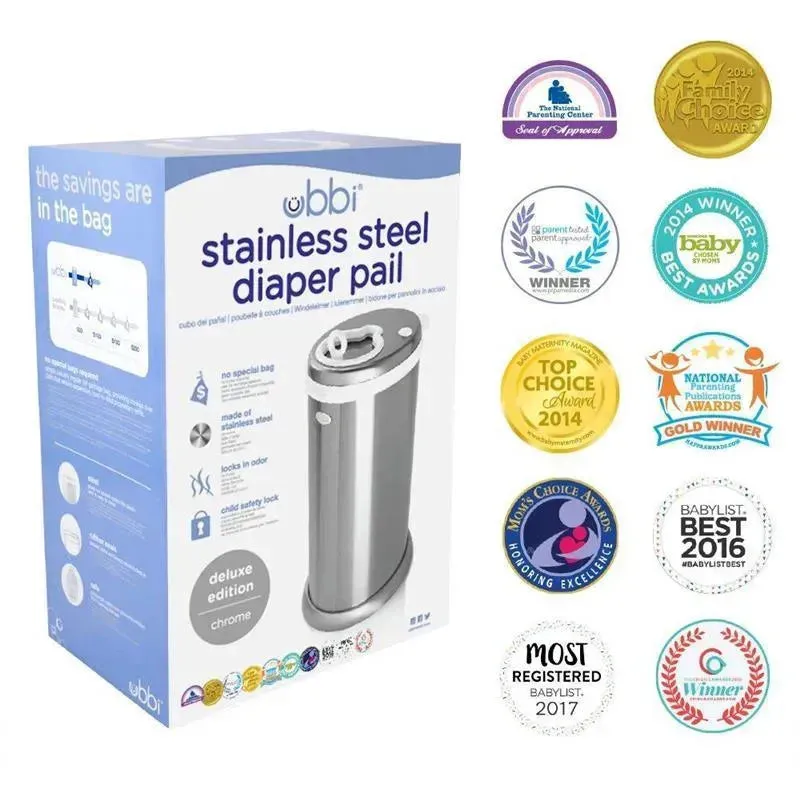 Ubbi - Steel Odor Locking Diaper Pail, Chrome - Image 4