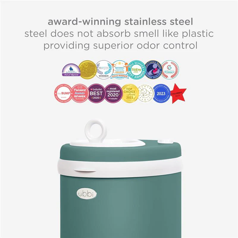 Ubbi - Steel Diaper Pail, Odor Locking, No Special Bag Required, Open Water - Image 6