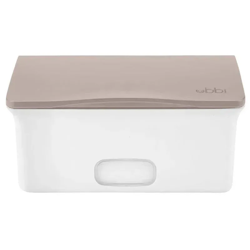 Ubbi - Wipes Dispenser with Weighted Plate and Secure Seal, Taupe