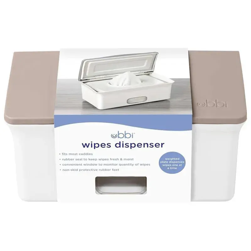 Ubbi - Wipes Dispenser with Weighted Plate and Secure Seal, Taupe - Image 9