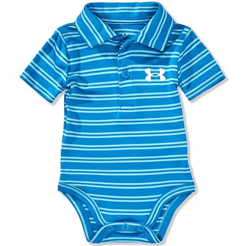 Under Armour - Baby Blue Stripe Polo Bodysuit, Blue Atlantis