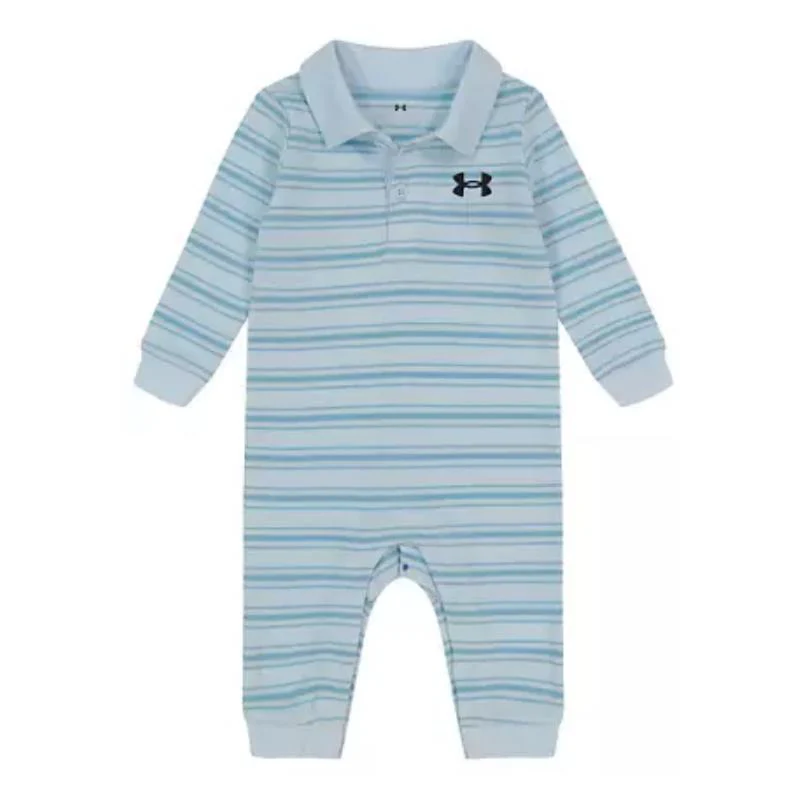 Under Armour - Baby Boy Stripe Polo Coverall, Blue Calm