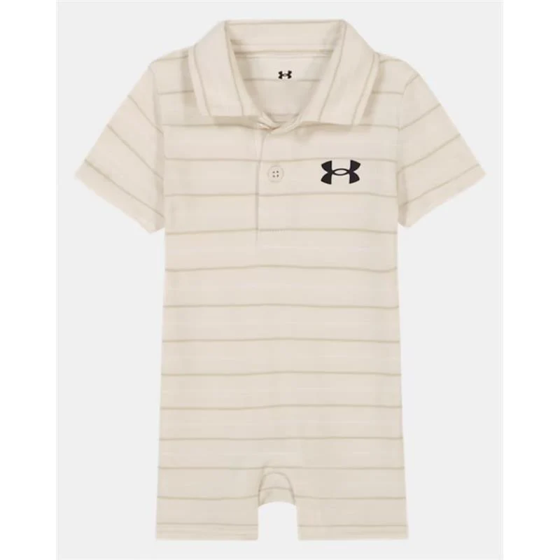 Under Armour - Baby Short Sleeve Stripe Polo Shortall Comb Cotton, Stone