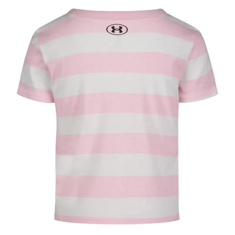 Under Armour Kids - Girl Athletics Club Stripe Tee Pink & White - Image 2