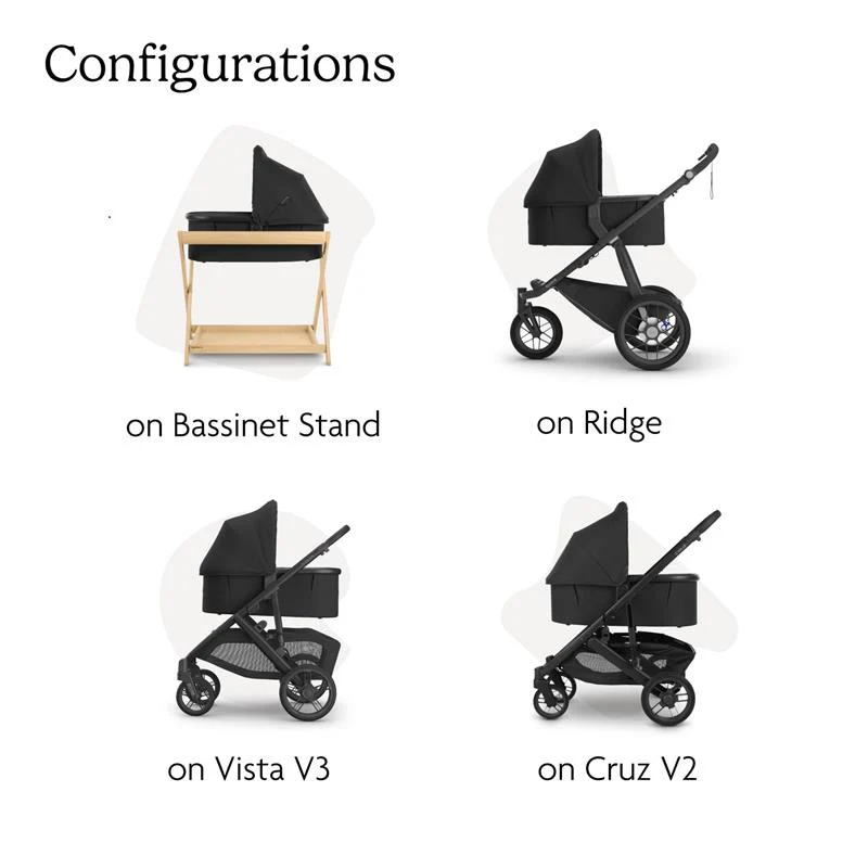 UPPAbaby - Bassinet V3, Compatible with Vista, Cruz, Ridge, Minu Strollers, Greyson (Charcoal Mélange/Carbon Frame) - Image 2