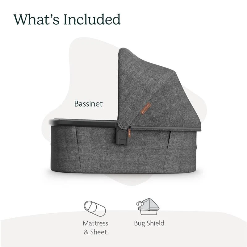 UPPAbaby - Bassinet V3, Compatible with Vista, Cruz, Ridge, Minu Strollers, Greyson (Charcoal Mélange/Carbon Frame) - Image 4