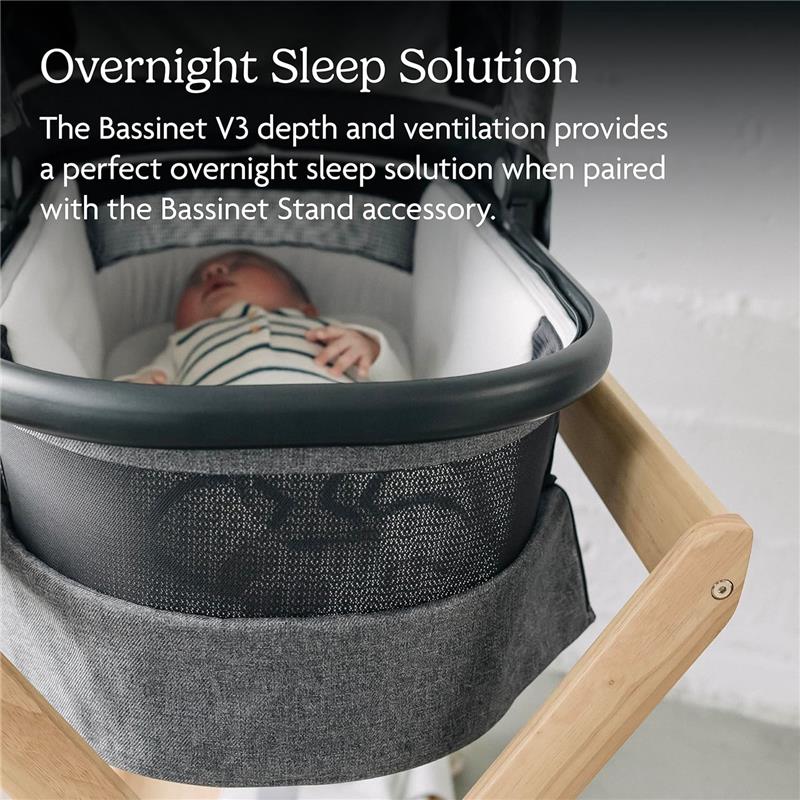 UPPAbaby - Bassinet V3, Compatible with Vista, Cruz, Ridge, Minu Strollers, Greyson (Charcoal Mélange/Carbon Frame) - Image 5