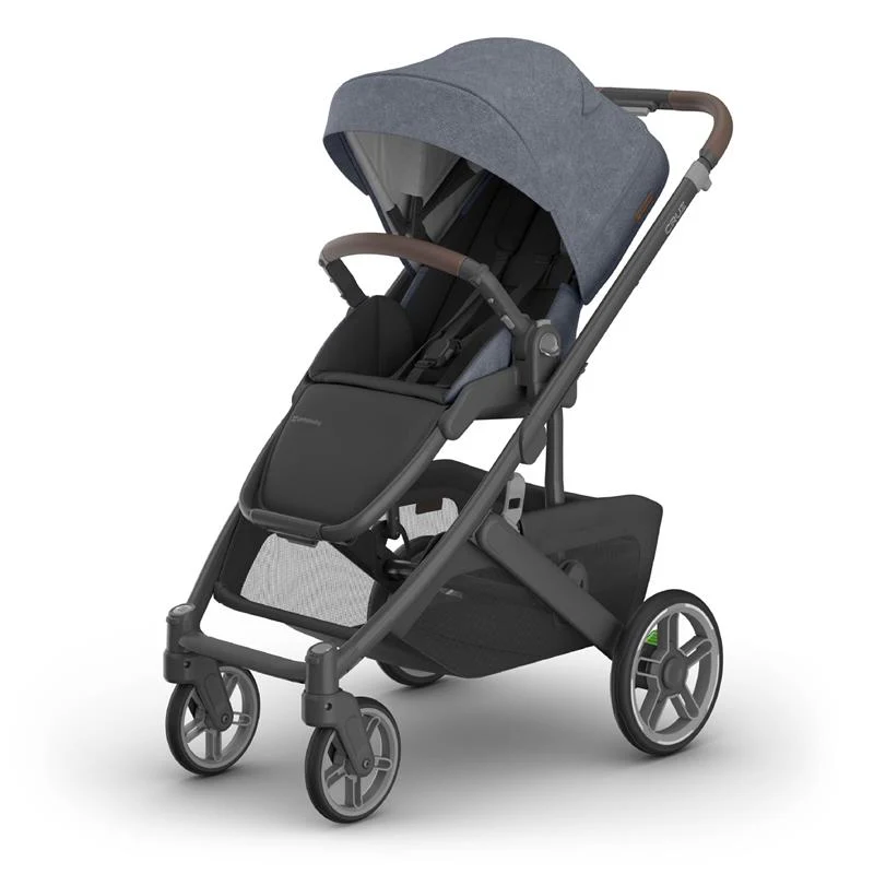 Uppababy - Cruz V3 Stroller, Julian (Dusty Blue Mélange/Carbon Frame/Chestnut Leather)