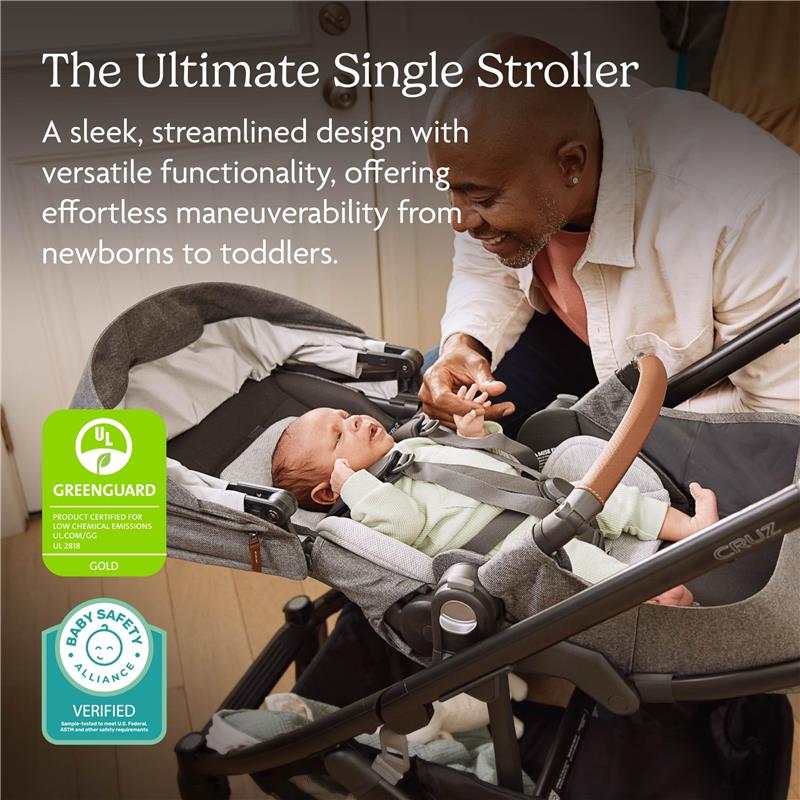 Uppababy - Cruz V3 Stroller, Owen (Mocha Mélange/Carbon Frame/Chestnut Leather) - Image 3