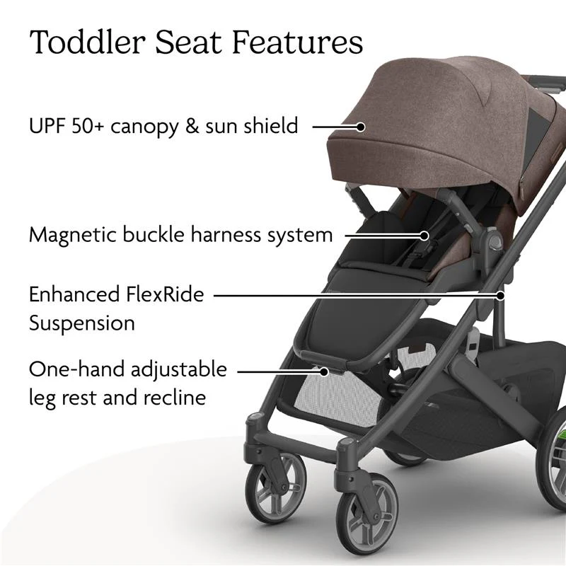 Uppababy - Cruz V3 Stroller, Owen (Mocha Mélange/Carbon Frame/Chestnut Leather) - Image 5