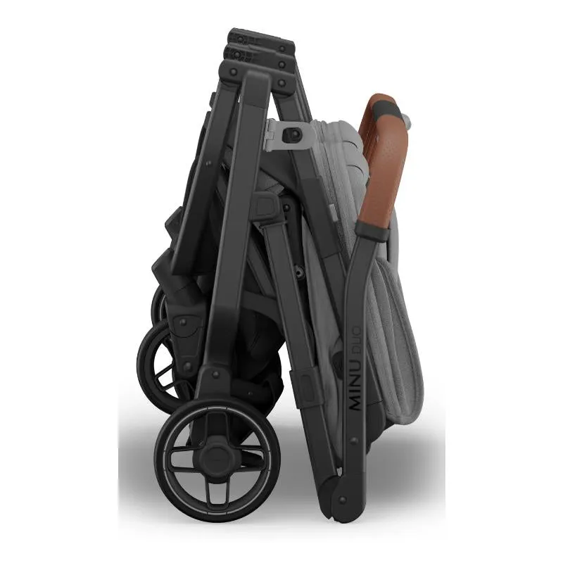 Uppababy - Minu Duo Side By Side Compact Double Stroller, Greyson (Charcoal Mélange/Carbon Frame/Saddle Leather) - Image 10