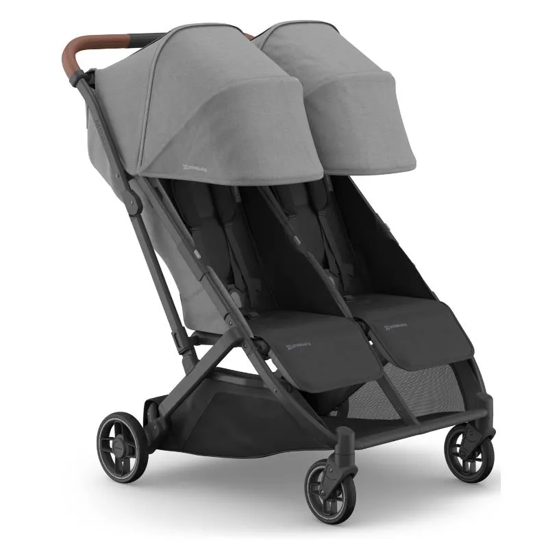 Uppababy - Minu Duo Side By Side Compact Double Stroller, Greyson (Charcoal Mélange/Carbon Frame/Saddle Leather) - Image 3