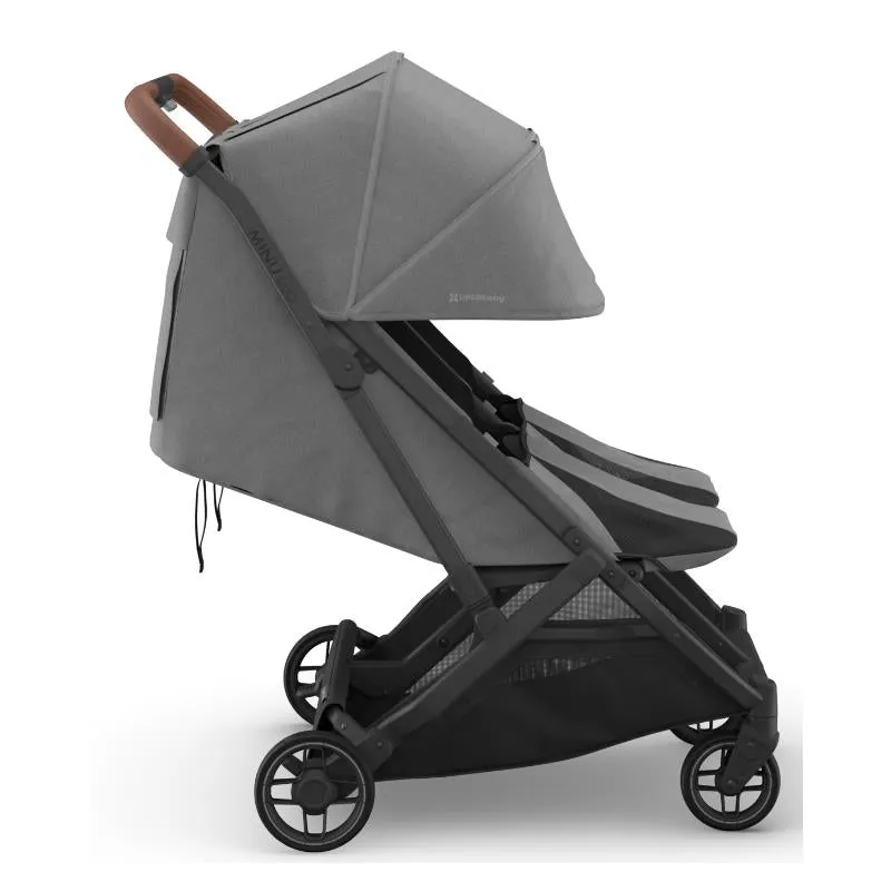 Uppababy - Minu Duo Side By Side Compact Double Stroller, Greyson (Charcoal Mélange/Carbon Frame/Saddle Leather) - Image 5