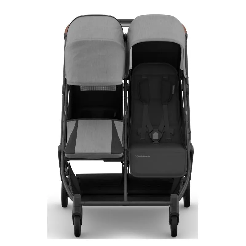 Uppababy - Minu Duo Side By Side Compact Double Stroller, Greyson (Charcoal Mélange/Carbon Frame/Saddle Leather) - Image 6