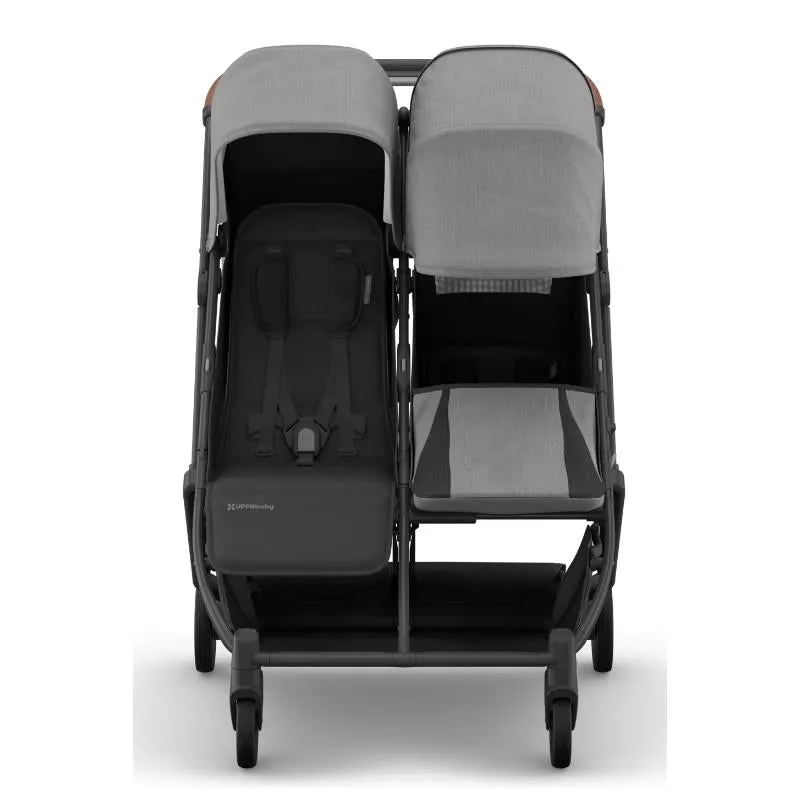 Uppababy - Minu Duo Side By Side Compact Double Stroller, Greyson (Charcoal Mélange/Carbon Frame/Saddle Leather) - Image 7