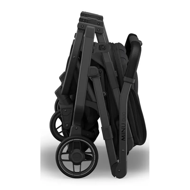 Uppababy - Minu Duo Side By Side Compact Double Stroller, Jake (Charcoal/Carbon Frame/Black Leather) - Image 6