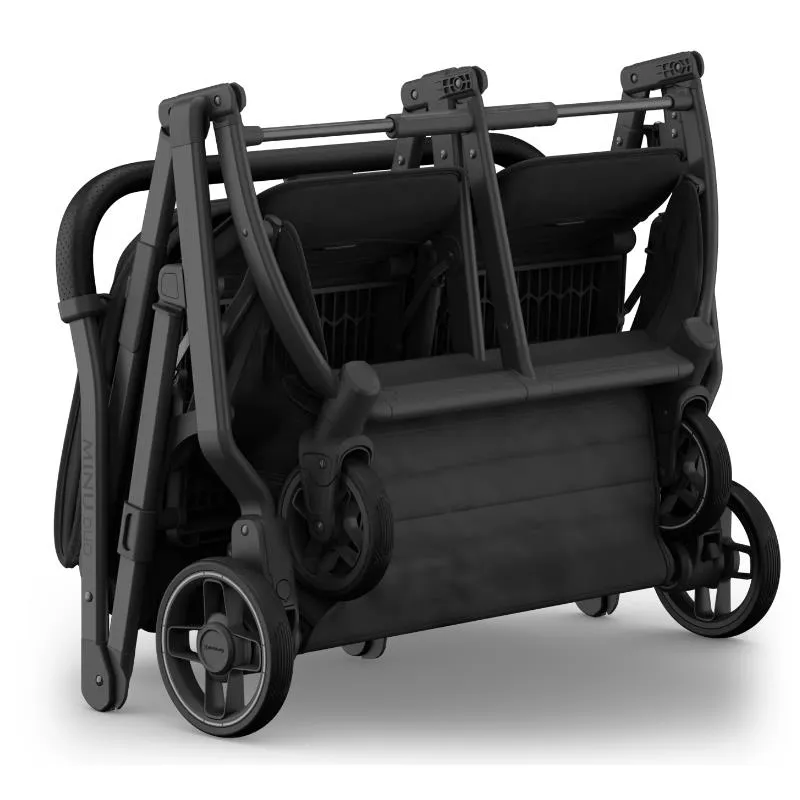Uppababy - Minu Duo Side By Side Compact Double Stroller, Jake (Charcoal/Carbon Frame/Black Leather) - Image 7
