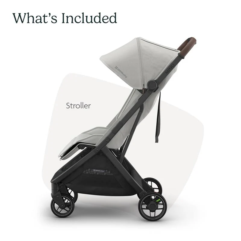 Uppababy - Minu V3 Compact Stroller, Savannah (Pearl Gray Melange/Carbon Frame/Chestnut Leather) - Image 4
