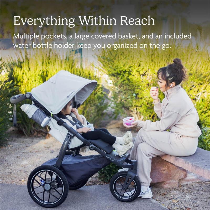 UPPAbaby Ridge V2 Jogging Stroller, Savannah (Pearl Grey | Carbon Frame) - Image 7