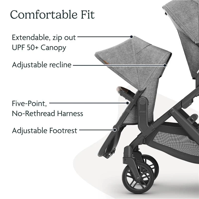 UPPAbaby - RumbleSeat V2+ Alice - Dusty Pink | Silver Frame | Saddle Leather - Image 5