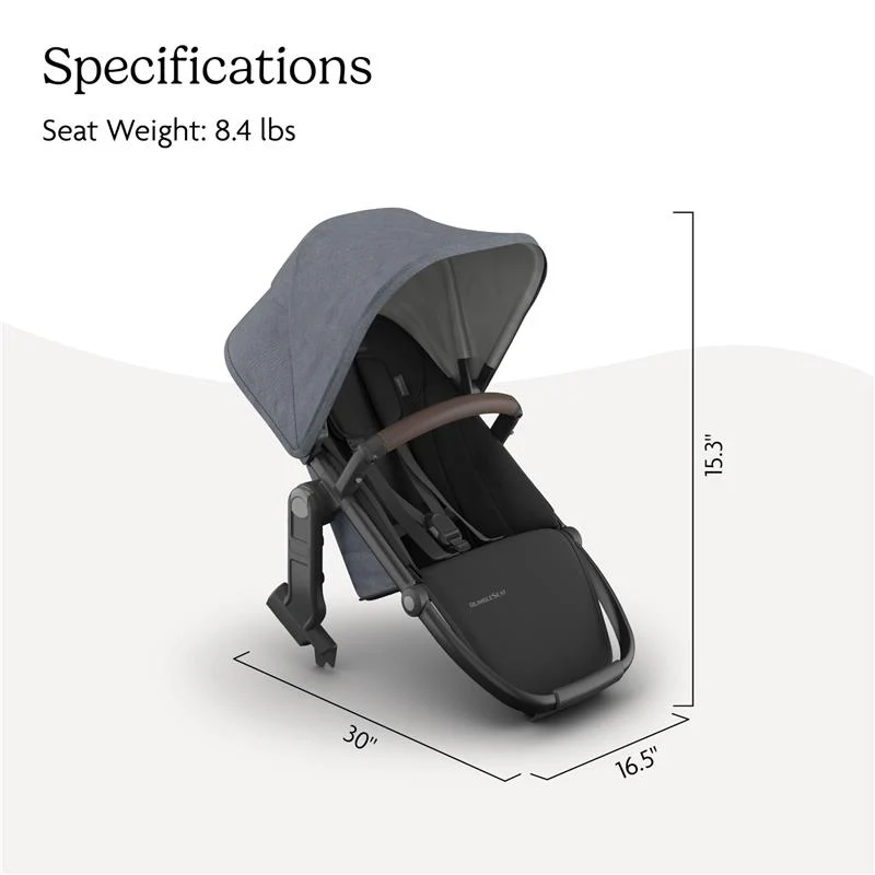 Uppababy - Rumbleseat V3, Julian (Dusty Blue Mélange/Carbon Frame/Chestnut Leather) - Image 3