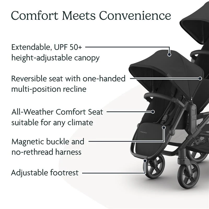 Uppababy - Rumbleseat V3 Second Lower Seat, Jake (Charcoal/Carbon Frame/Black Leather) - Image 2