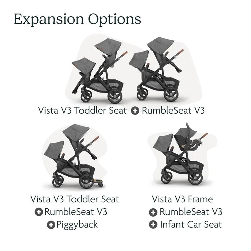 Uppababy - Rumbleseat V3 Second Lower Seat, Jake (Charcoal/Carbon Frame/Black Leather) - Image 4