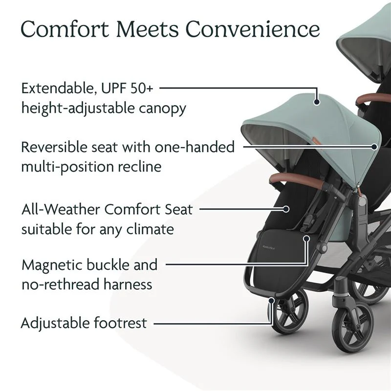Uppababy - Rumbleseat V3 Second Lower Seat, Kenzi (Mystic Aqua/Carbon Frame/Saddle Leather) - Image 2