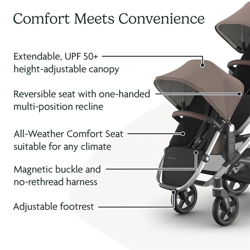 Uppababy - Rumbleseat V3 Second Lower Seat, Theo (Dark Taupe/Silver Frame/Chestnut Leather) - Image 3