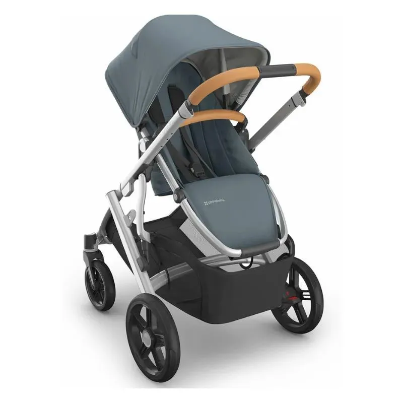 Uppababy - Vista V3 Stroller, Callum (Stone Blue/Silver Frame/Sand Leather) - Image 2