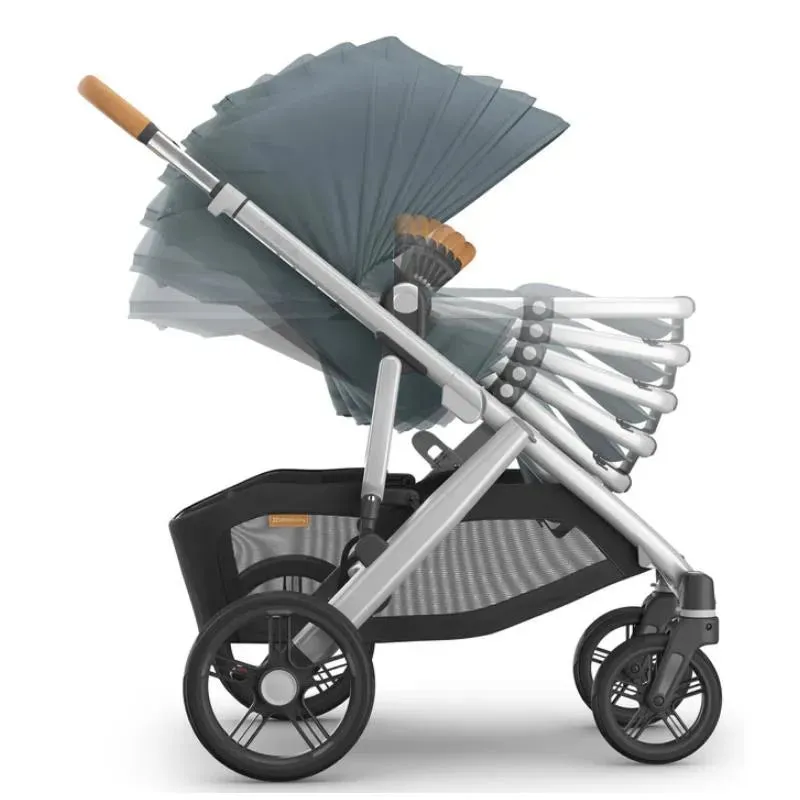Uppababy - Vista V3 Stroller, Callum (Stone Blue/Silver Frame/Sand Leather) - Image 3