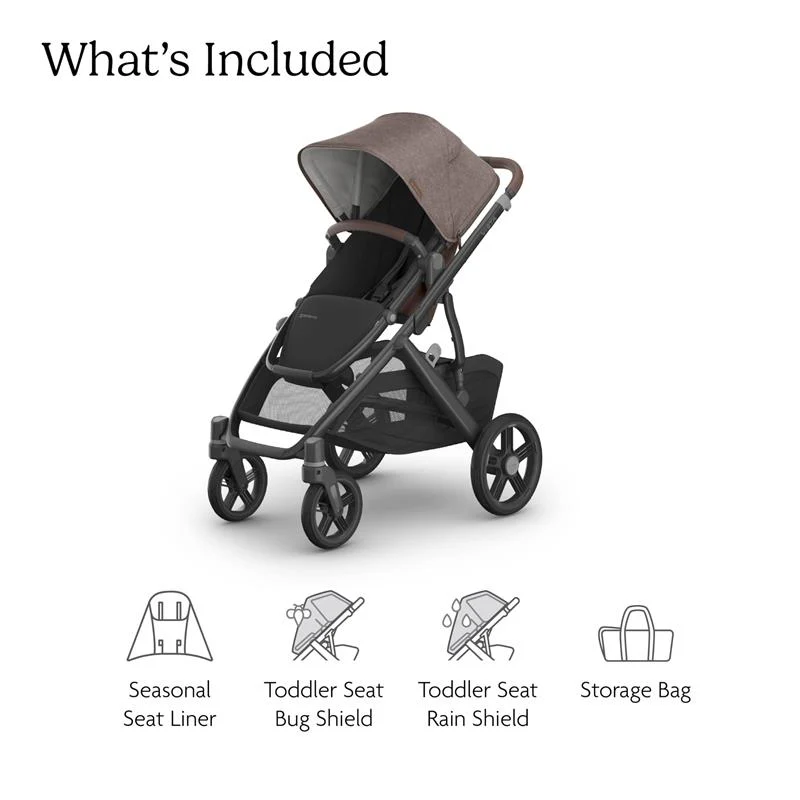 Uppababy - Vista V3 Stroller, Owen (Mocha Mélange/Carbon Frame/Chestnut Leather) - Image 2
