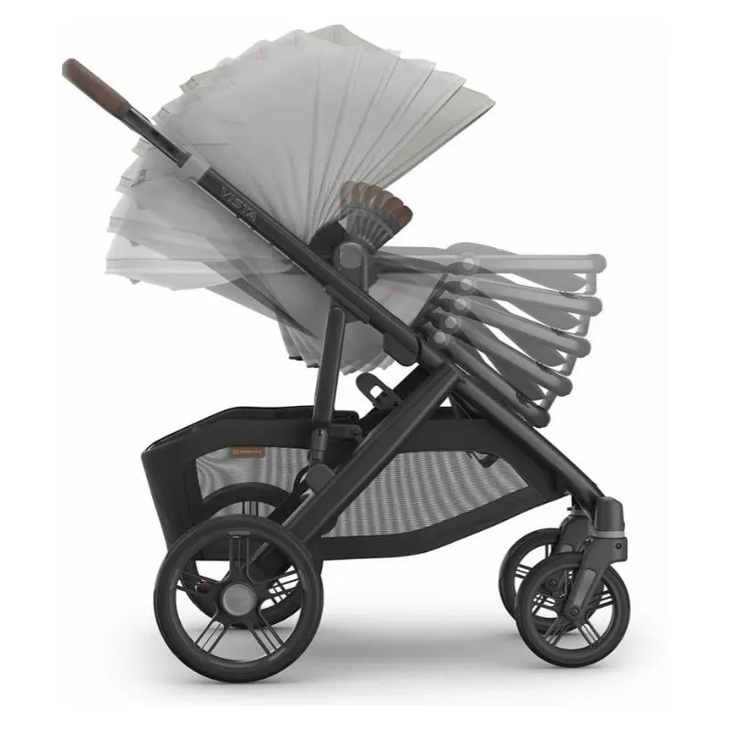 Uppababy - Vista V3 Stroller, Savannah (Pearl Gray Jacquard/Carbon Frame/Chestnut Leather) - Image 4