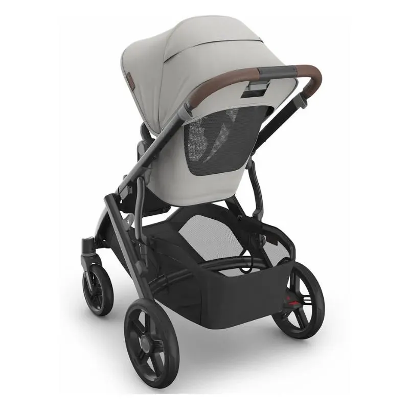 Uppababy - Vista V3 Stroller, Savannah (Pearl Gray Jacquard/Carbon Frame/Chestnut Leather) - Image 6