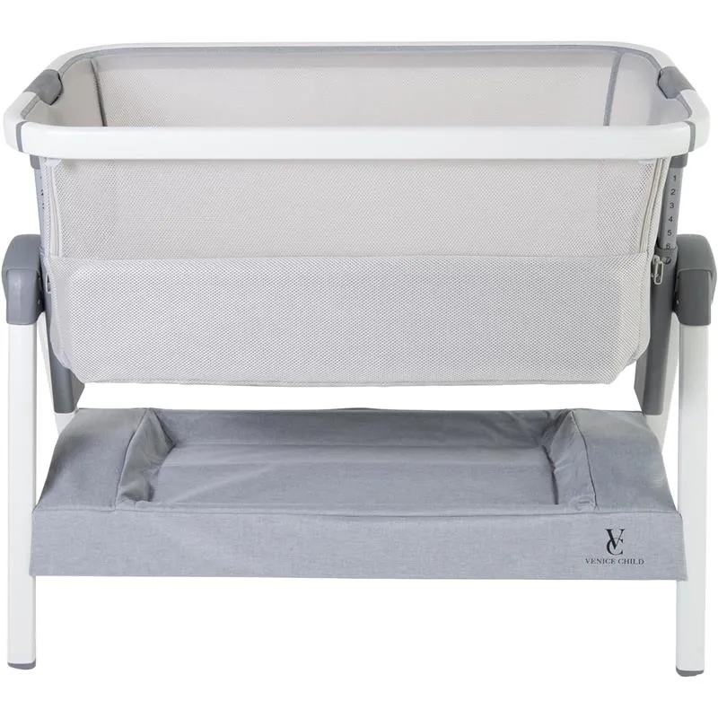 Venice Child - California Dreaming Bedside Crib Bassinet With Travel Case, Gray