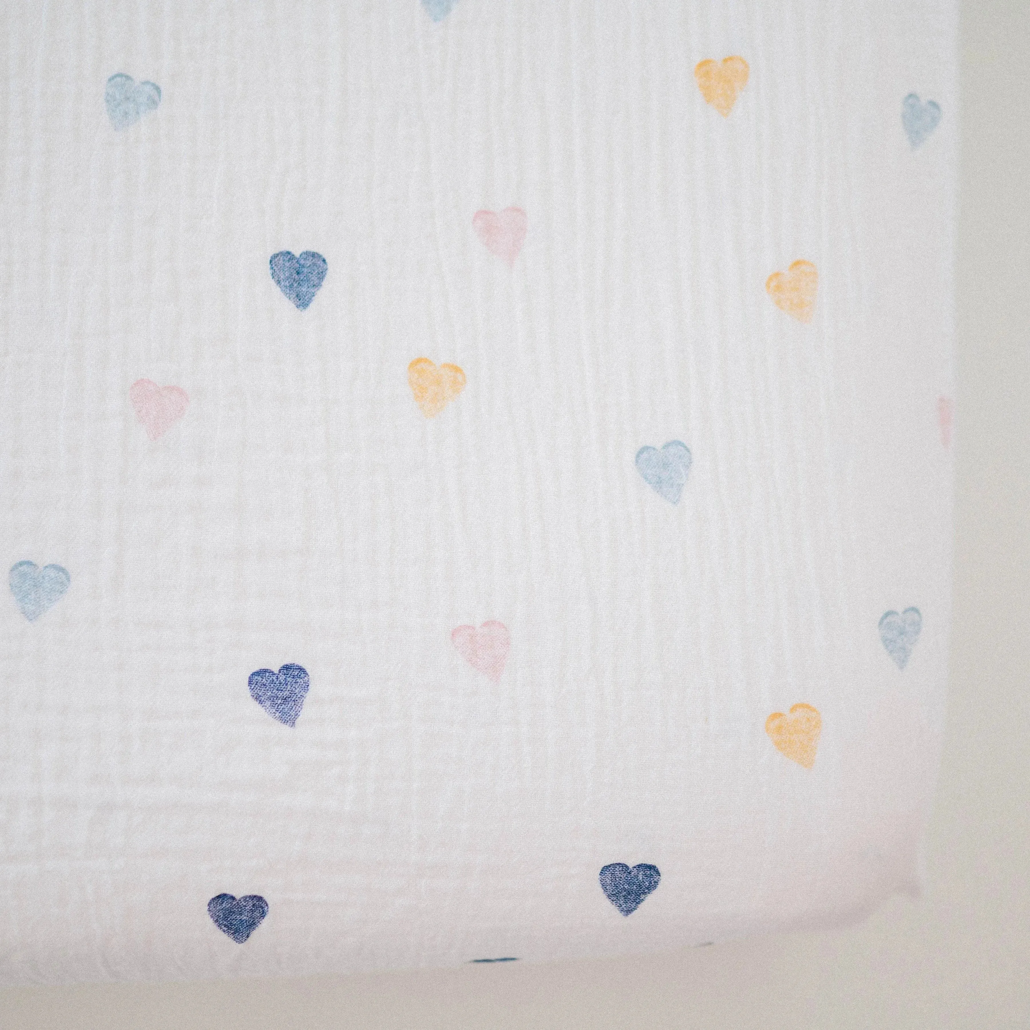 Waterproof Cotton Crib Sheet - Muslin Hearts - Image 3