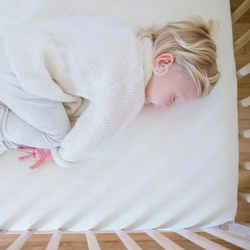 Waterproof Cotton Crib Sheet - Pearl - Image 5