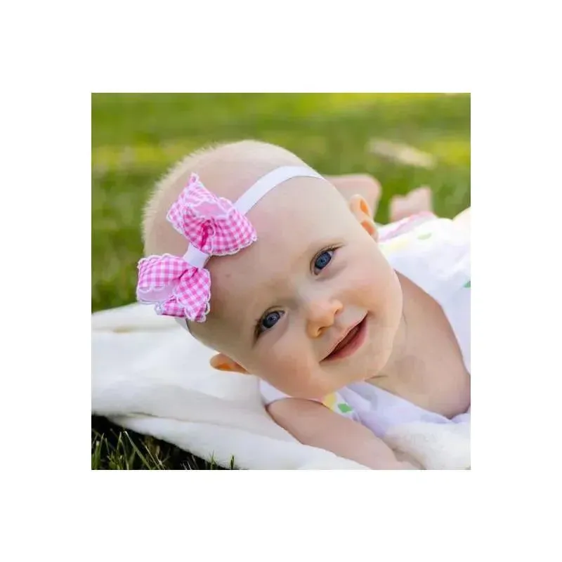 Wee Ones - 2Pk Add-A-Bow Elastic Girls Baby Bands, Hot Pink - Image 2