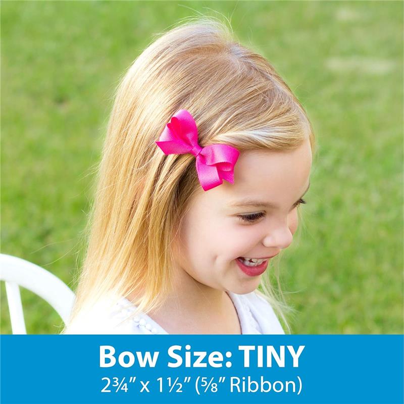 Wee Ones - 2Pk Mini Moonstitch Grosgrain Bows on Skinny Nylon Band, Mini, Light Pink & White - Image 4