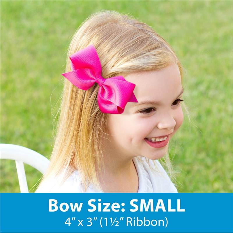 Wee Ones - Baby Girls' Grosgrain Scalloped Edge Hair Bowtie on a Elastic Band Light Pink - Image 2