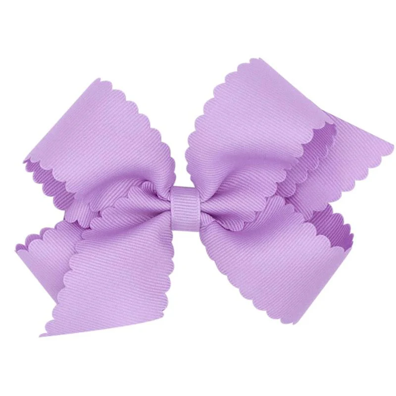 Wee Ones - Classic Grosgrain Hair Bow with Scalloped Edges, Medium, Light Orchid
