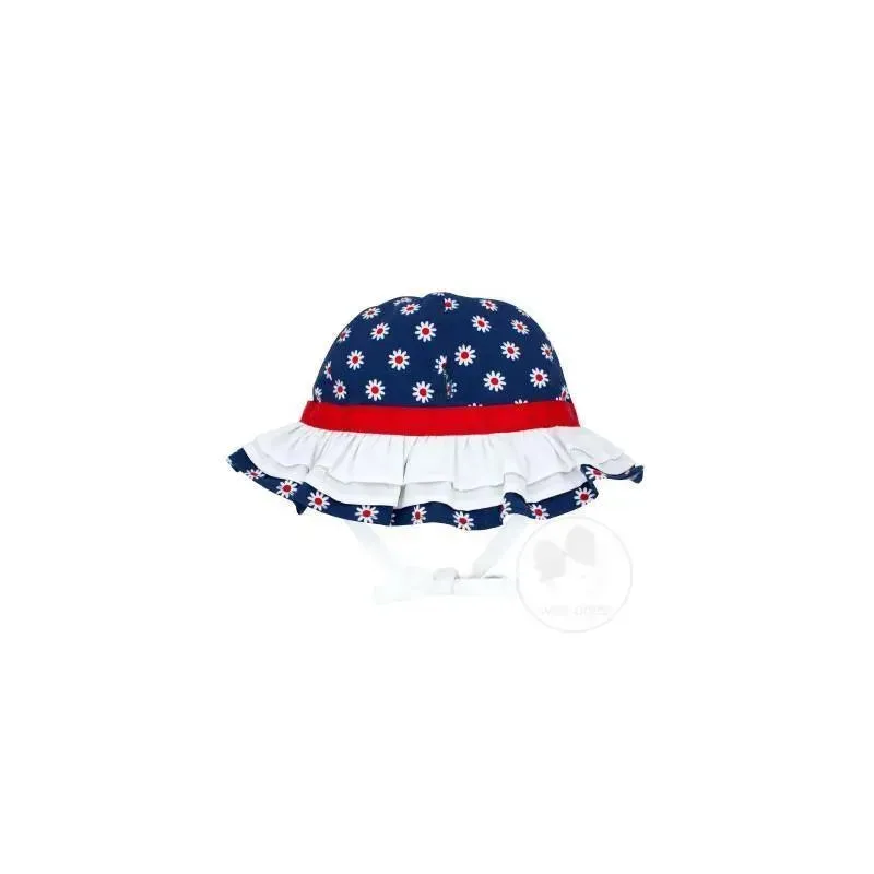 Wee Ones Girls Daisy Print Ruffle Sun Hat - Image 3