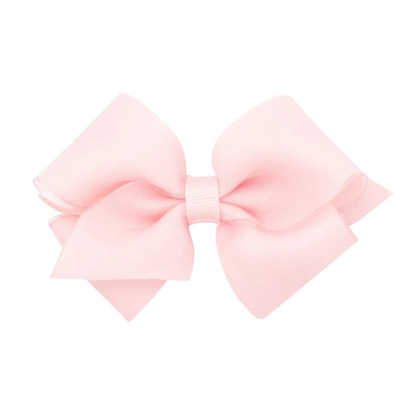 Wee Ones - Girls' Grosgrain Hair Bows with Organza Overlay on a WeeStay Clip, Extra Small, Light Pink