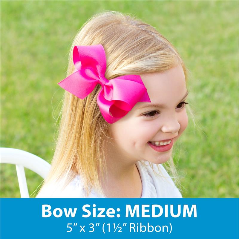 Wee Ones - Girls' Grosgrain Hair Bows with Organza Overlay on a WeeStay Clip, Medium, White - Image 2