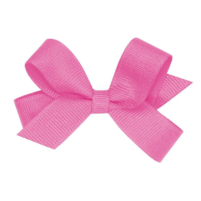 Wee Ones - Girls' Plain Wrap Classic Grosgrain Hair Bows on a WeeStay No-Slip Hair Clip, Hot Pink